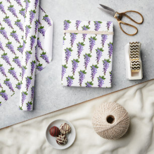 Papier Cadeau Wisteria Motifs violet vert blanc Arrière - plan W