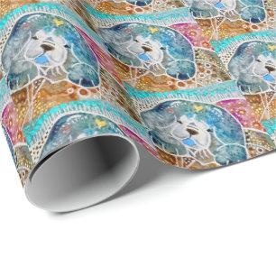 Papier Cadeau WOBBLE-ROCK Chow chien aquarelle batik