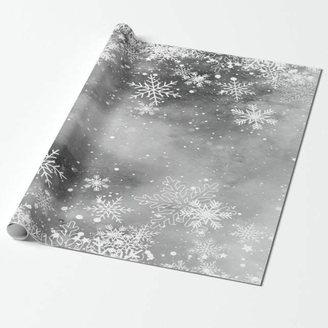 Papier Cadeau Wonderland hiver, Gray neige vacances (Déroulé)
