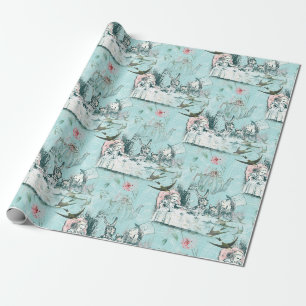 Papier Cadeau Wonderland Mad Tea Party Aqua Pink Wrapper Paper