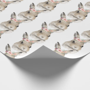 Papier Cadeau Woodland Friends Aquarelle Florale Deer mignonne