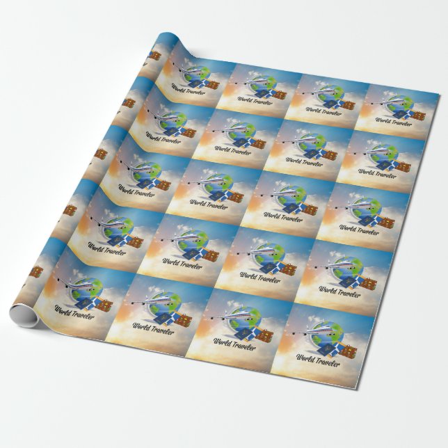 Papier Cadeau World Traveller, Design 2, (Déroulé)