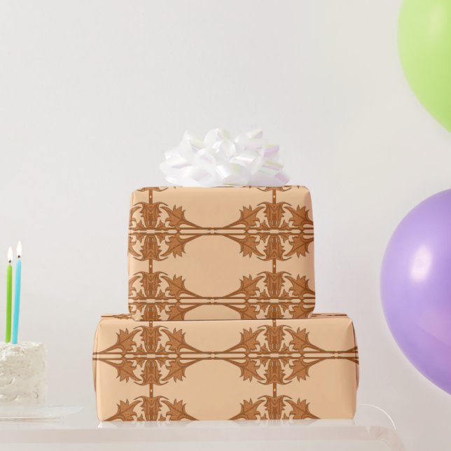 Papier Cadeau Wrapping Paper - Angled Leaves in Tiled Pattern (Cadeaux de fête)