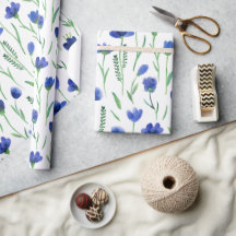Wrapping Paper - Blue Flowers