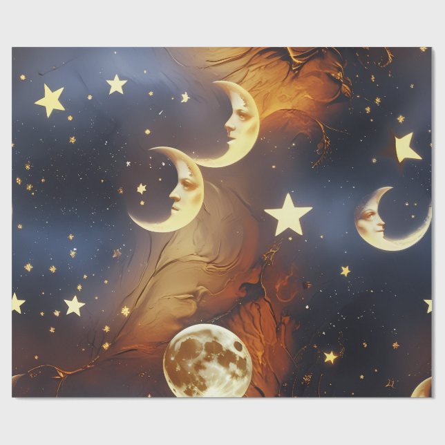 Papier Cadeau Wrapping Paper Dreamy Fiery Orange Celestial (Plat)