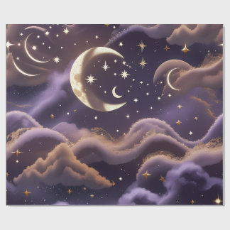 Papier Cadeau Wrapping Paper – Luxury Smoky Celestial Moon
