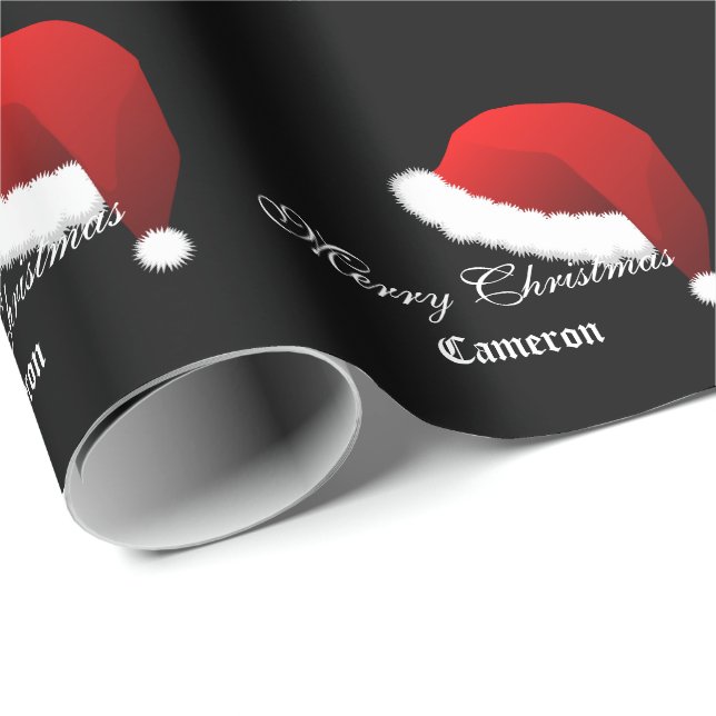 Papier Cadeau Wrapping Paper Merry Christmas Custom Name (Coin rond)