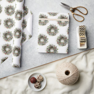 Papier Cadeau Wreath de Noël