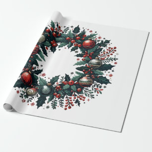 Papier Cadeau Wreath de Noël