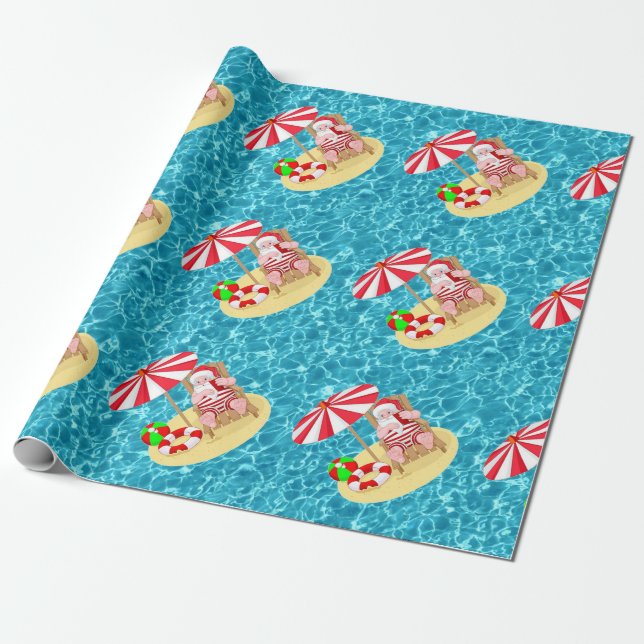 Papier Cadeau xmas beach santa claus (Déroulé)