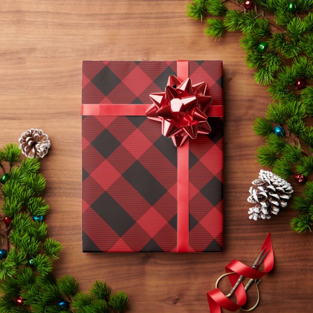 Papier Cadeau Xmas Rustique Joyau de Lumberjack Rouge Buffalo Pl (Cadeau de vacances)