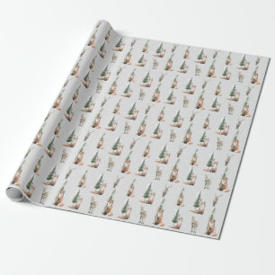 Papier Cadeau Xmas Rustique Kraft Élégant Snowy Animaux d'hiver