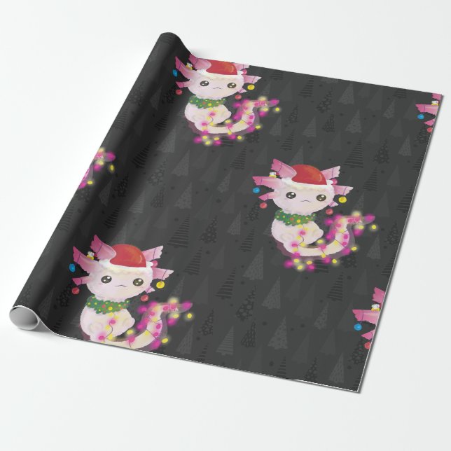Papier Cadeau xmas santa claus axolotl (Déroulé)