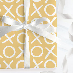 Papier Cadeau XOXO Câlins et bisous Anniversaire Jaune Pinceau S