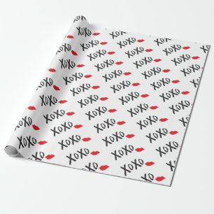 Papier Cadeau XoXo-Hugs-Kiss-with-Red-Lips
