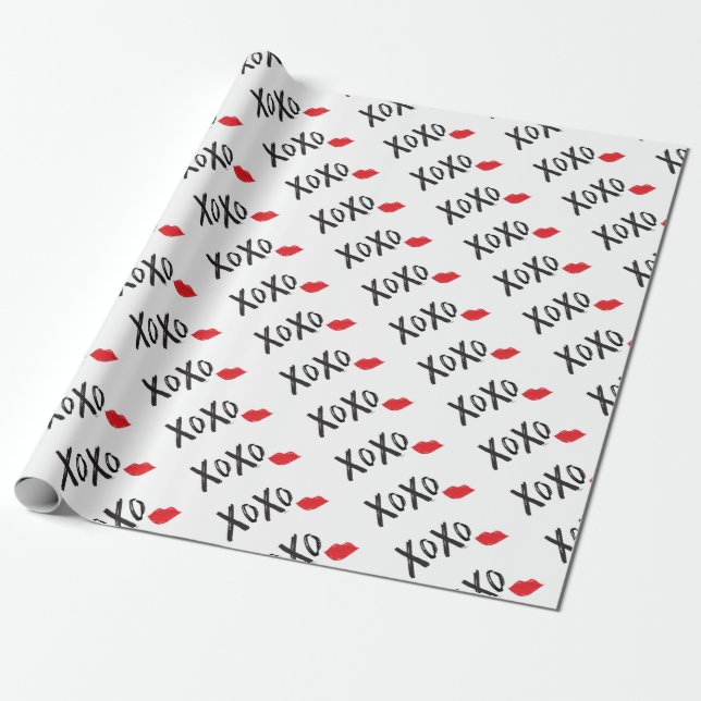 Papier Cadeau XoXo-Hugs-Kisses-with-Red-Lips (Déroulé)