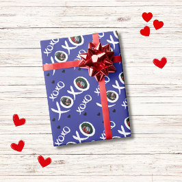 Papier Cadeau XOXO motif 2 photos et coeurs personnalisés en ros