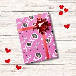 Papier Cadeau XOXO motif 2 photos et coeurs personnalisés en ros