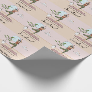 Papier Cadeau Yoga Arbre Pose Entraînement Femme heureux Anniver