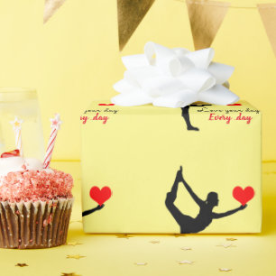 Papier Cadeau Yoga Coeur & Aimer votre journée, Tous les jours 