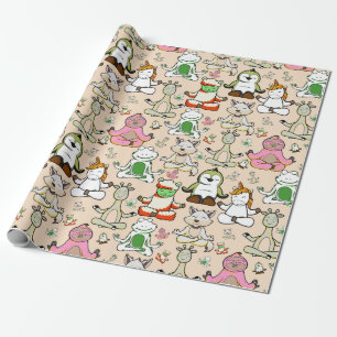 Papier Cadeau Yoga pose motif   Yoga sans couture motif 52