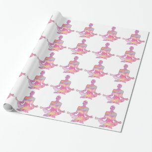 Papier Cadeau Yogi rose pourpre méditant