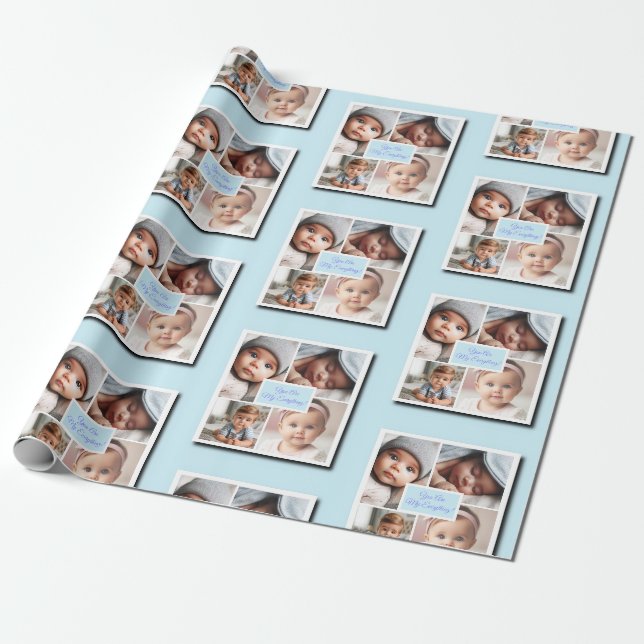 Papier Cadeau You Are My Everything Photo Collage on Blue (Déroulé)