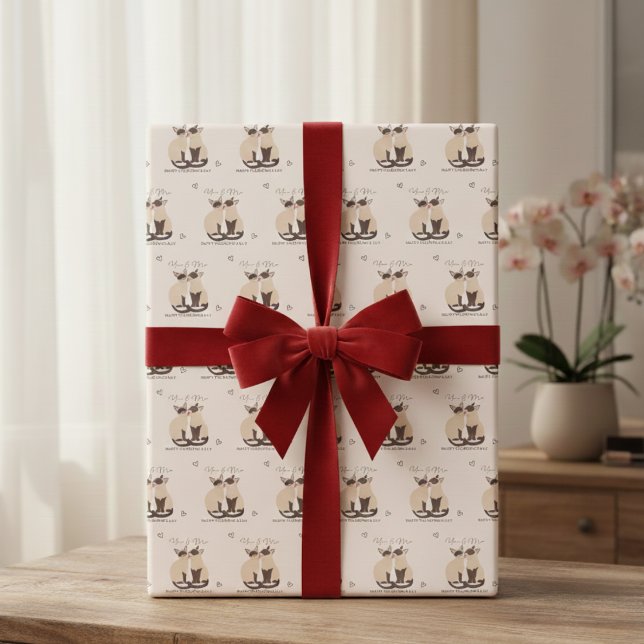 Papier Cadeau You & Me Valentine's Day Chat (You & Me Valentine's Day Cat Wrapping Paper)