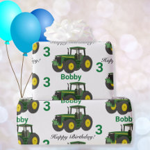 Young Boys Green Tractor Nom n Age Anniversaire