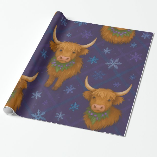 Papier Cadeau "YuleTide Highland Stroll" Highland Holiday Charme (Déroulé)