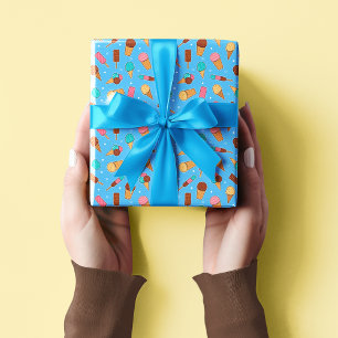 Papier Cadeau Yummy Ice Cream Motif Bleu