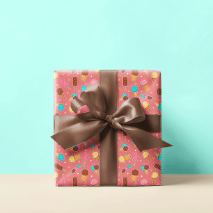 Papier Cadeau Yummy Ice Cream Motif   Rose foncé