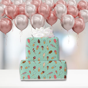 Papier Cadeau Yummy Ice Cream Motif   Vert menthe