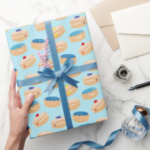 Papier Cadeau Yummy Sufganiyot Jelly Donuts Motif Hanoukka