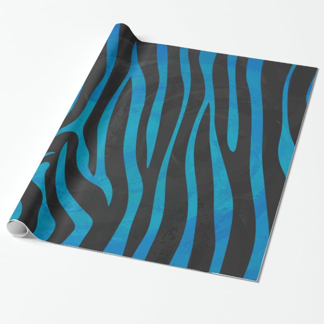 Papier Cadeau Zebra Black et Blue Print (Déroulé)