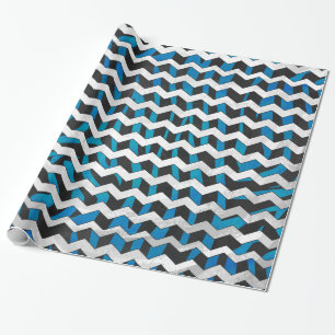 Papier Cadeau Zebra Chevron noir et bleu
