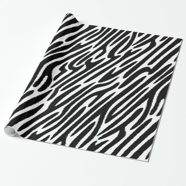 Papier Cadeau Zebra Stripes Classique Noir Et Blanc (Déroulé)
