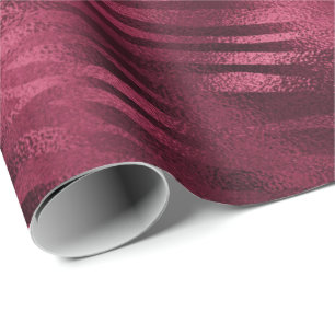 Papier Cadeau Zebra Stripes Lines Marsala Parties scintillant Bo