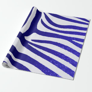 Papier Cadeau Zèbre dégradé bleu néon sur fond blanc – Audacieux