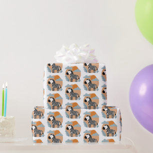 Papier Cadeau Zèbre Fantaisiste Inspiré du Style Scandinave