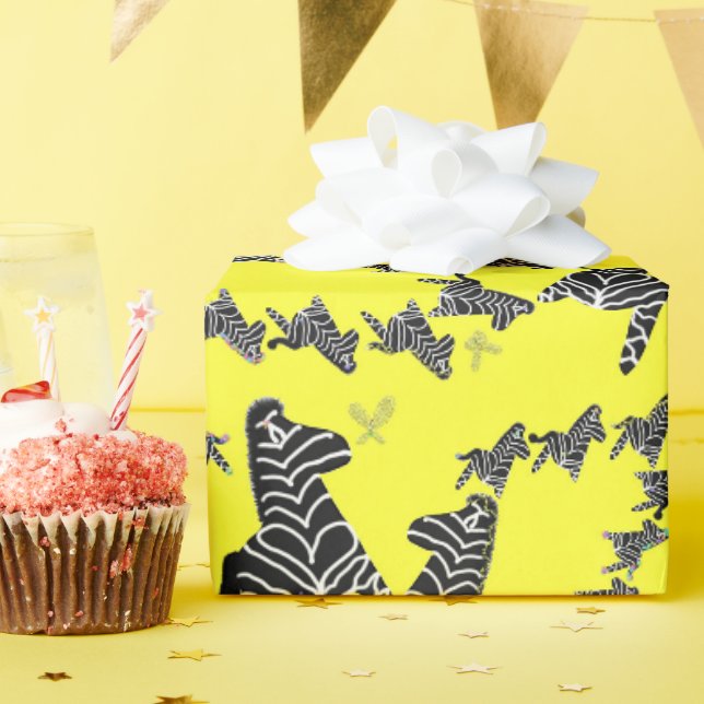 Papier Cadeau Zèbre jaune sauvage moderne (Fête d'anniversaire)