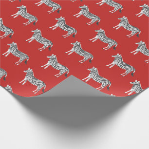 Papier Cadeau Zèbres colorés poster de animal rouge motif