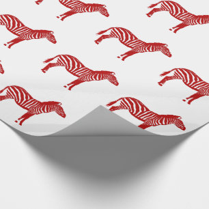 Papier Cadeau Zèbres - Rouge profond et blanc