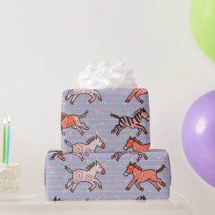 Papier Cadeau Zèbres stylisés Whimsical et ludique