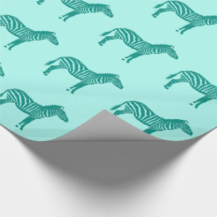 Papier Cadeau Zèbres - Turquoise et Aqua