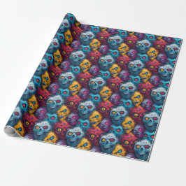Papier Cadeau Zed Head - Neon Zombie Horde Motif