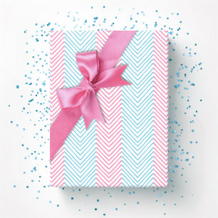 Papier Cadeau Zeta Chevron Stripe en rose et aqua