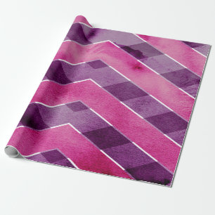 Papier Cadeau Zigzag pourpre rose abstrait de Chevron