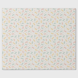Papier Cadeau Zigzag Rétro et Points en Sarcelle Moutarde et Cor