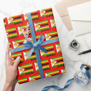 Papier Cadeau Zimbabwe Wrapper Paper, Zimbabwe Drapeau patriote 